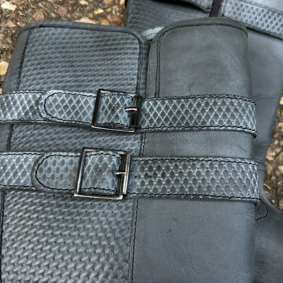 Roan by Bedstu Date Bluish Gray Leather Double Buckle Tall Shoes Size 8.5 - Picture 9 of 16